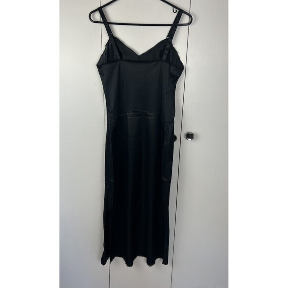Komar Black Nylon Vintage USA Lace Detail Midi/Maxi Slip Dress Women’s Size 34 - Picture 3 of 7